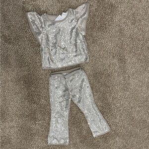 Sparkling Silver Sequin Outfit 2t
